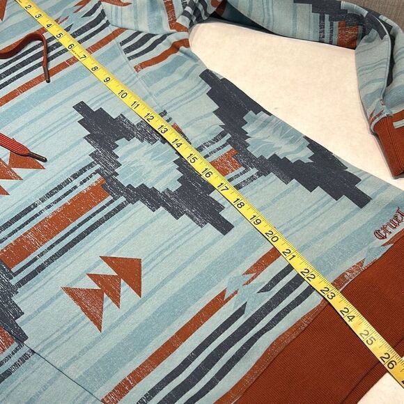 NEW Cruel Denim Southwest Hoodie Sweatshirt Womens Sz S Blue Rust Lightweight - Picture 5 of 7